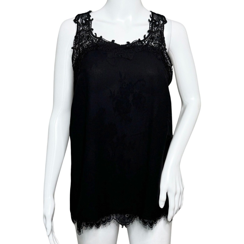 Brixon Ivy Black Lace Crochet Tank Top Camisole Gothic Romantic Coquette Medium